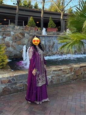 Embellished Long Sleeve Formal Dress in Deep Purple